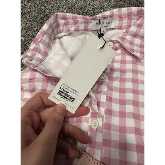 NWT Clara Pink Gingham Dress Checkered Cute Summer Medium - Picture 5 of 5